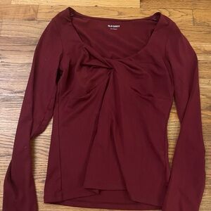 NWOT Old Navy Red Long Sleeve Tie Front Blouse